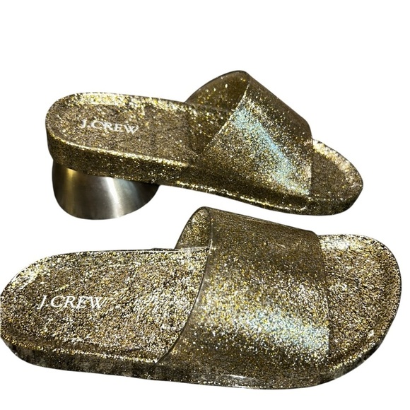 J. Crew Sparkling Gold Slide Women’s Sandals New size 8 - Picture 3 of 11